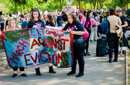 Newham Council to displace the mothers from London, 
social cleansing people with low income, demonstrationのeditorial素材