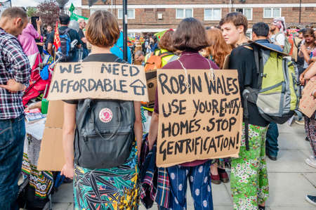 We need affordable housing, people with low income, demonstration, Londonのeditorial素材