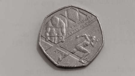 London, United Kingdom, December 01, 2020: British 50 Pence Coin. Reverseのeditorial素材