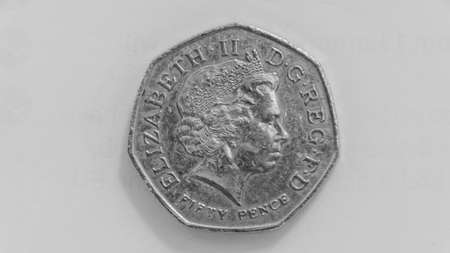 London, United Kingdom, December 01, 2020: British 50 Pence Coin.Reverseのeditorial素材