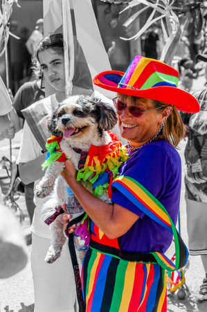 London, United Kingdom, July 2, 2019: People attend the  Forest Gate pride event and show their support for the Gay Pride (Selective Colour)のeditorial素材