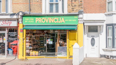 London, United Kingdom, 8 May, 2021: Provinciga food store and off licence, Kathrine Road, Forest Gate, Newham, Londonのeditorial素材