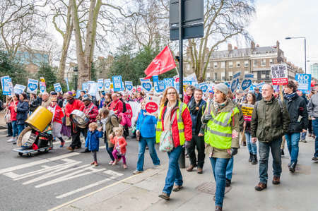London, England, UK - 4 March 2017: NHS In Crisis - Fix It Now demonstration. The Peopleâs Assembly and Health Campaigns Together hold an emergency demonstration and march in London in conjunction with local and regional events around the country.のeditorial素材