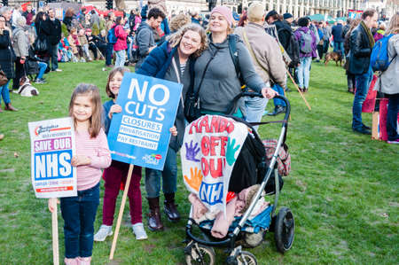 London, England, UK - 4 March 2017: NHS In Crisis - Fix It Now demonstration. The Peopleâs Assembly and Health Campaigns Together hold an emergency demonstration and march in London in conjunction with local and regional events around the countryのeditorial素材