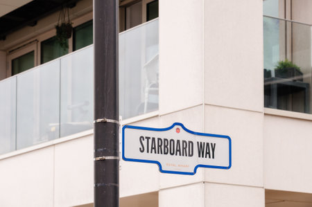 Starboard way street sign in Silvertown, Newham, London,  England, June 19, 2022の写真素材