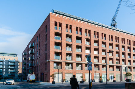 London, United Kingdom, 19 January 2023: Upton Gardens redevelopment of  the old West Ham United Football Stadium in East London, Green Streetのeditorial素材