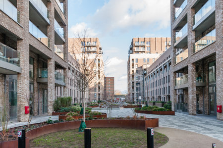 London, United Kingdom, 19 January 2023: Memorial Walk.Upton Gardens redevelopment of  the old West Ham United Football Stadium in East London, Green Streetのeditorial素材