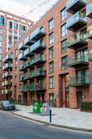 London, United Kingdom, 19 January 2023: Thunderer Street, Upton Gardens redevelopment of the old West Ham United Football Stadium in East London, Green Streetのeditorial素材