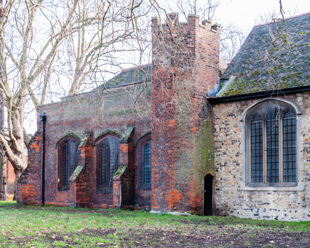 London, United Kingdom, 30 January 2023: Windows of All Saints, West Ham is the cathedral church of Newham, and Christian worship has thrived here since 1130のeditorial素材