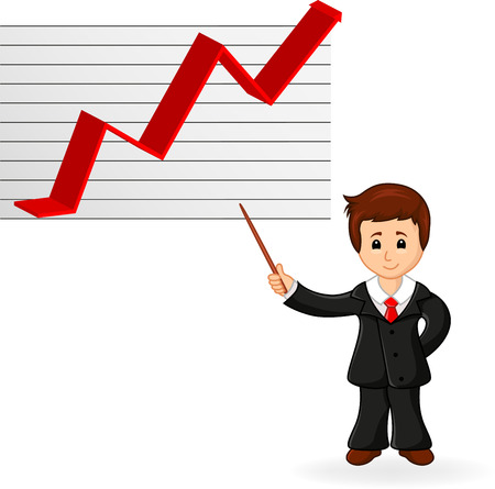 Businessman holding training with diagramsのイラスト素材