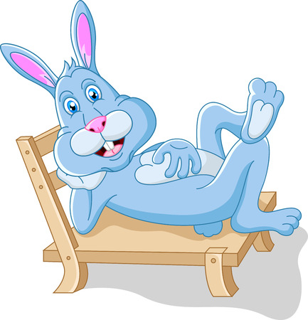 Cute rabbit cartoon on the seat のイラスト素材
