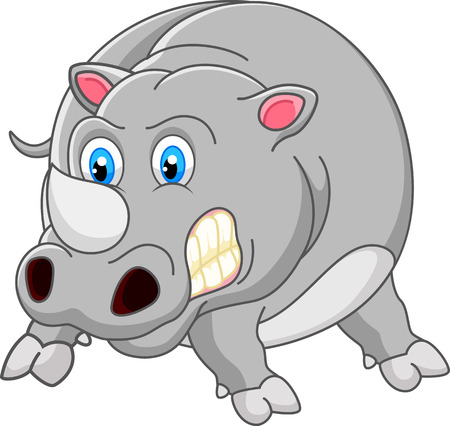 Angry rhino cartoon のイラスト素材