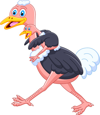 Cute ostrich cartoon runningのイラスト素材
