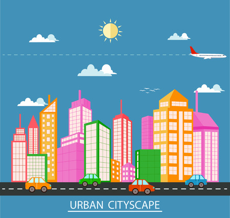 Flat design urban landscapeのイラスト素材