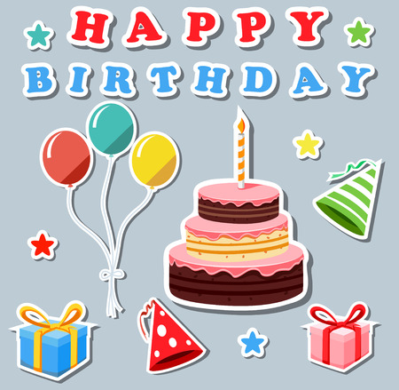 set of birthday elementsのイラスト素材