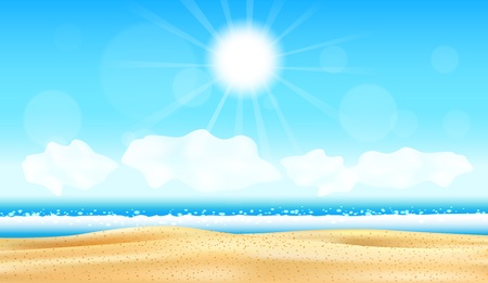 Beach and tropical sea with bright sunのイラスト素材