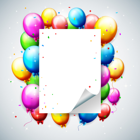 Vector illustration of Colorful Birthday Balloons and confetti with place for textのイラスト素材