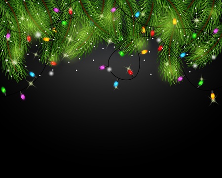 Vector illustration of Christmas card background with fir branches and pine conesのイラスト素材