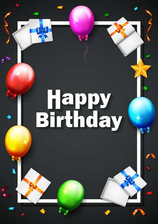 Vector illustration of Birthday Balloon With Confetti Background.のイラスト素材