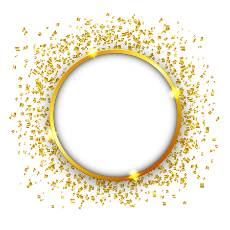 Vector illustration of Luxury Celebrations background with falling pieces of metallic gold glitter and confetti.のイラスト素材