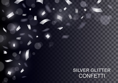 A Vector Illustration Of Luxury Celebrations background with falling pieces of metallic Silver glitter and confettiのイラスト素材