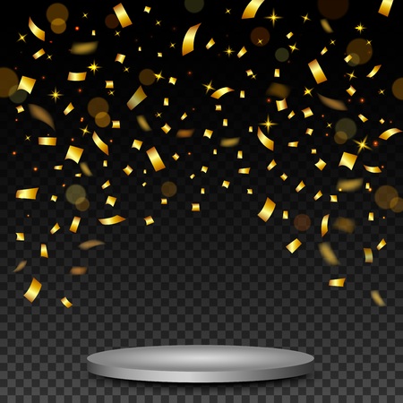 Vector Illustration Of Luxury Celebrations background with falling pieces of metallic gold glitter and confettiのイラスト素材