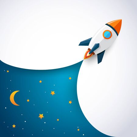 Modern space rocket with flat designのイラスト素材