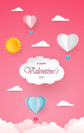 Valentine's day background in paper styleのイラスト素材