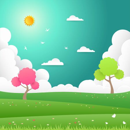 Nature landscape in flat designのイラスト素材