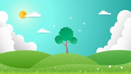 Nature landscape in flat designのイラスト素材