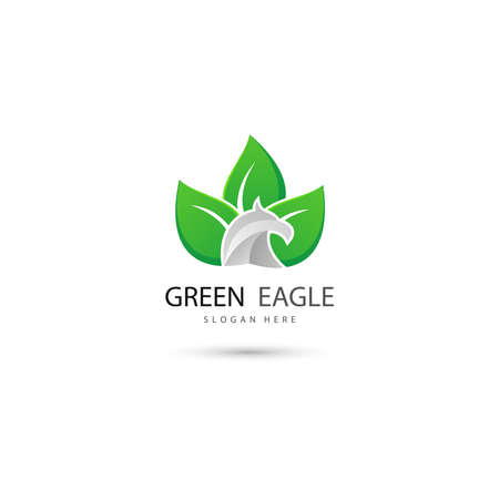 illustration of leaf eco green logo design concept templateの写真素材