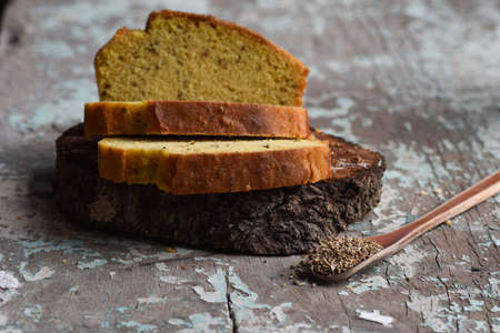 Sliced cornmeal cakeの写真素材
