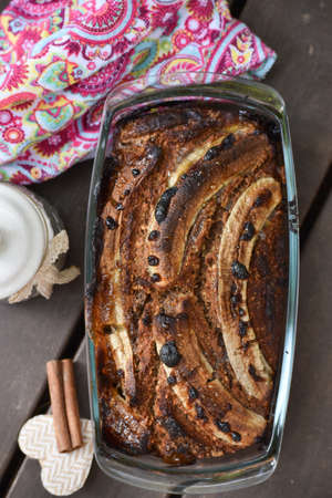banana cake seen from above.の写真素材
