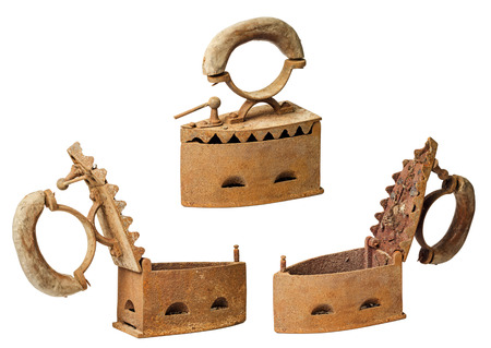 Old coal heated iron isolated の写真素材