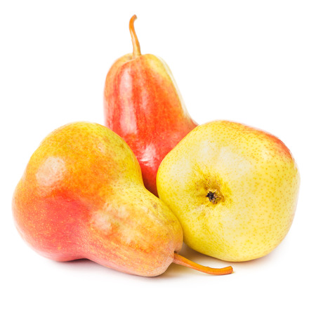 Ripe pears isolated on white backgroundの写真素材