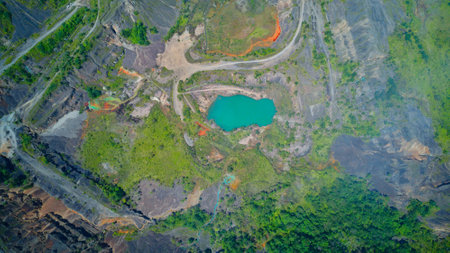 Exposed copper ore in Panguna open pit mine.