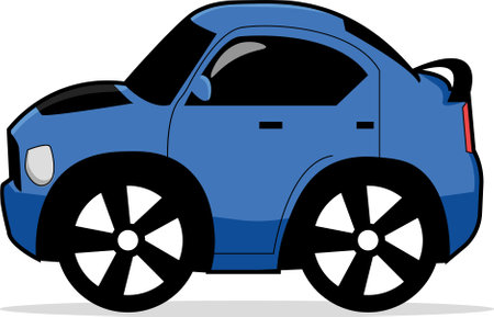 A unique and adorable blue little car.のイラスト素材
