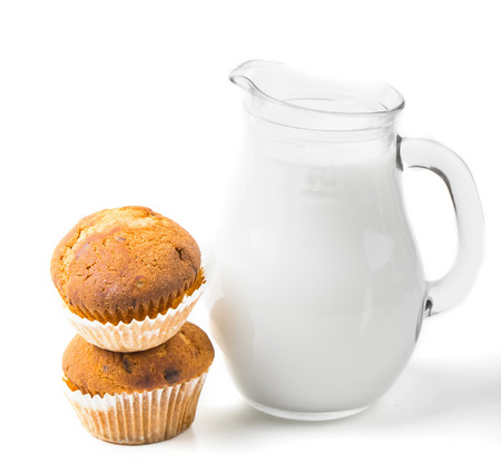 Milk with cakeの写真素材