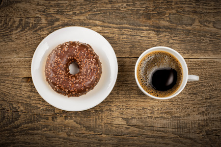 breakfast with donut and coffeeの写真素材