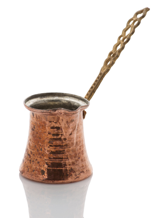 Copper coffee turk on a white background. Isolateの写真素材