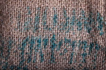 texture of the old rough jute bag with signsの写真素材