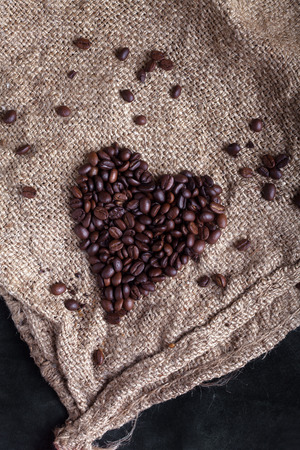 sign in the shape of the heart of the coffee beansの写真素材