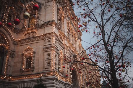 Russia, Moscow, GUM - decorations in the center. New Years Eve State Central Storeの写真素材