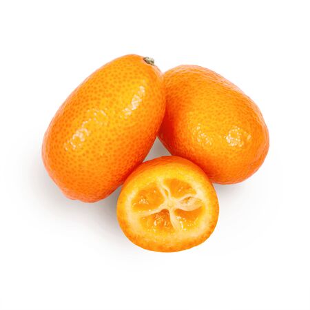 group kumquat fruit isolated on white background.の写真素材