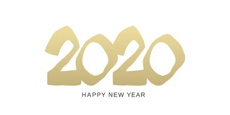 Happy new year 2020 design template golden color.