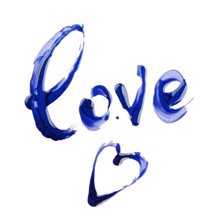 word love written by nail polish, calligraphic lettering, element for design.の写真素材