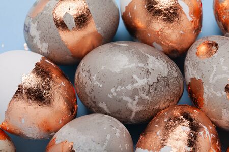 a lot of golden eggs close-up. vintage easter card.