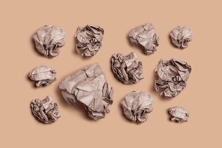 Pattern of crumpled lumps of wrapping paper, recyclable packaging.の写真素材