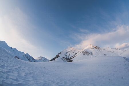 Beautiful natural winter background with Caucasus mountains.の写真素材