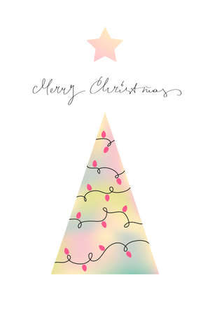 Christmas tree with blurred effect. Marry Christmas greeting card.のイラスト素材
